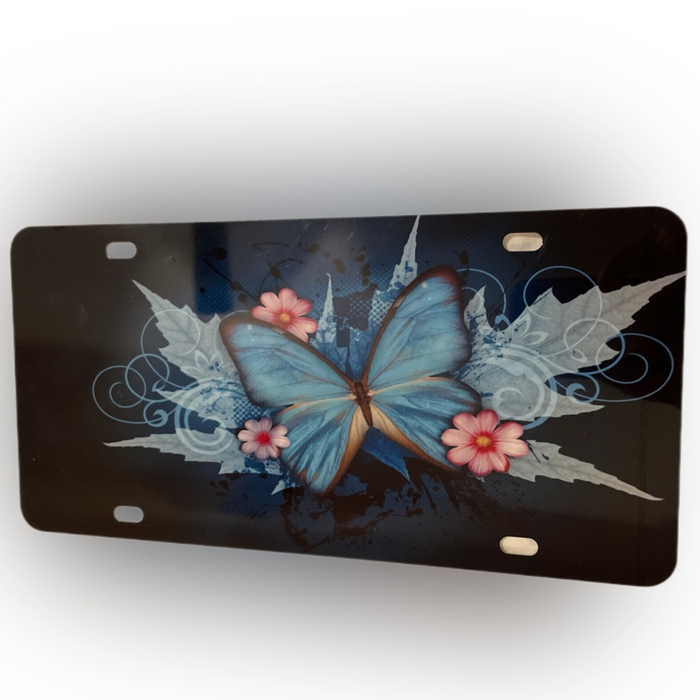 License Plate Dark Butterfly